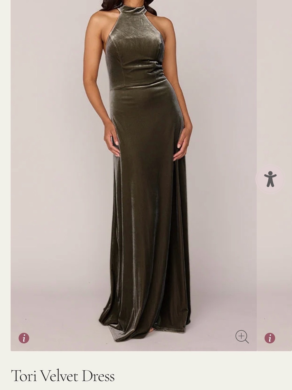 Revelry - Tori Velvet Halter Maxi Skirt - Olive Green
